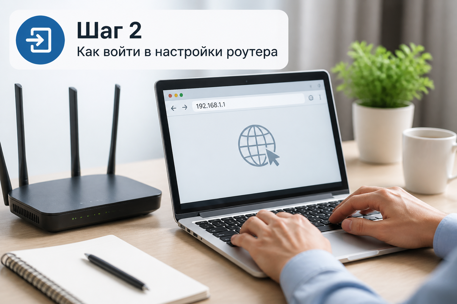Шаг 2. Как войти в настройки роутера — иллюстрация к статье «как быстро самому настроить роутер пошаговая инструкция»