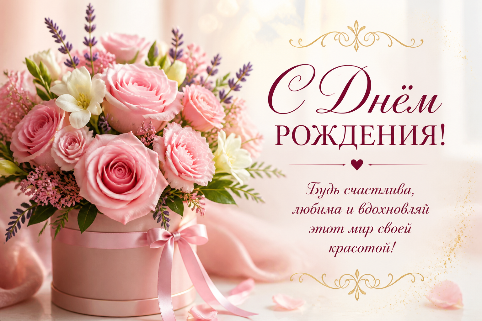 открытка с днем рождения женщине — иллюстрация к статье «открытка с днем рождения женщине»
