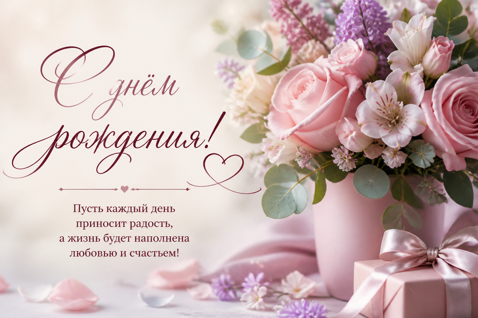 открытка с днем рождения женщине — иллюстрация к статье «открытка с днем рождения женщине»