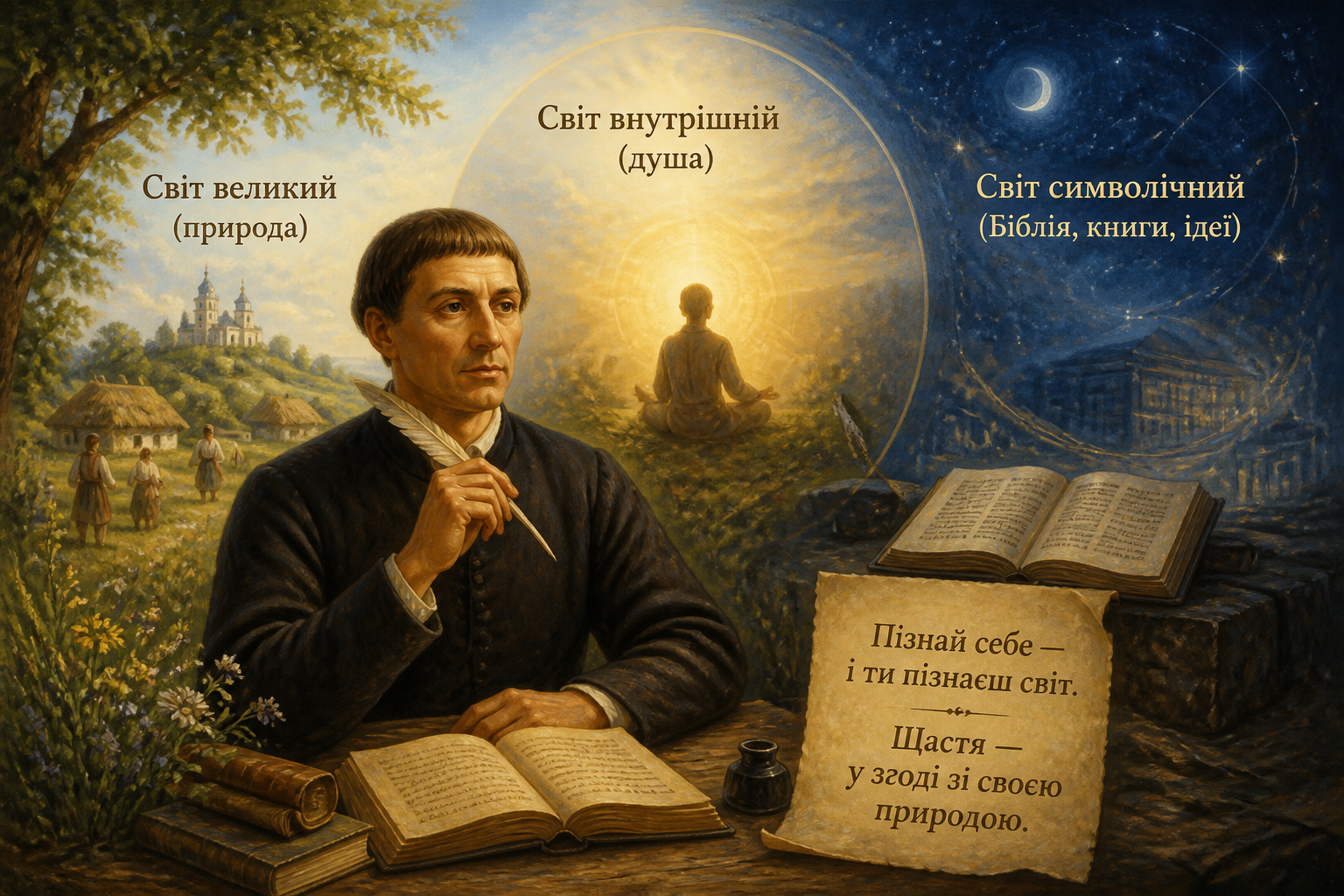 Философия Сковороды: три мира и счастье через самопознание — иллюстрация к статье «сковорода биография и топ стихов»