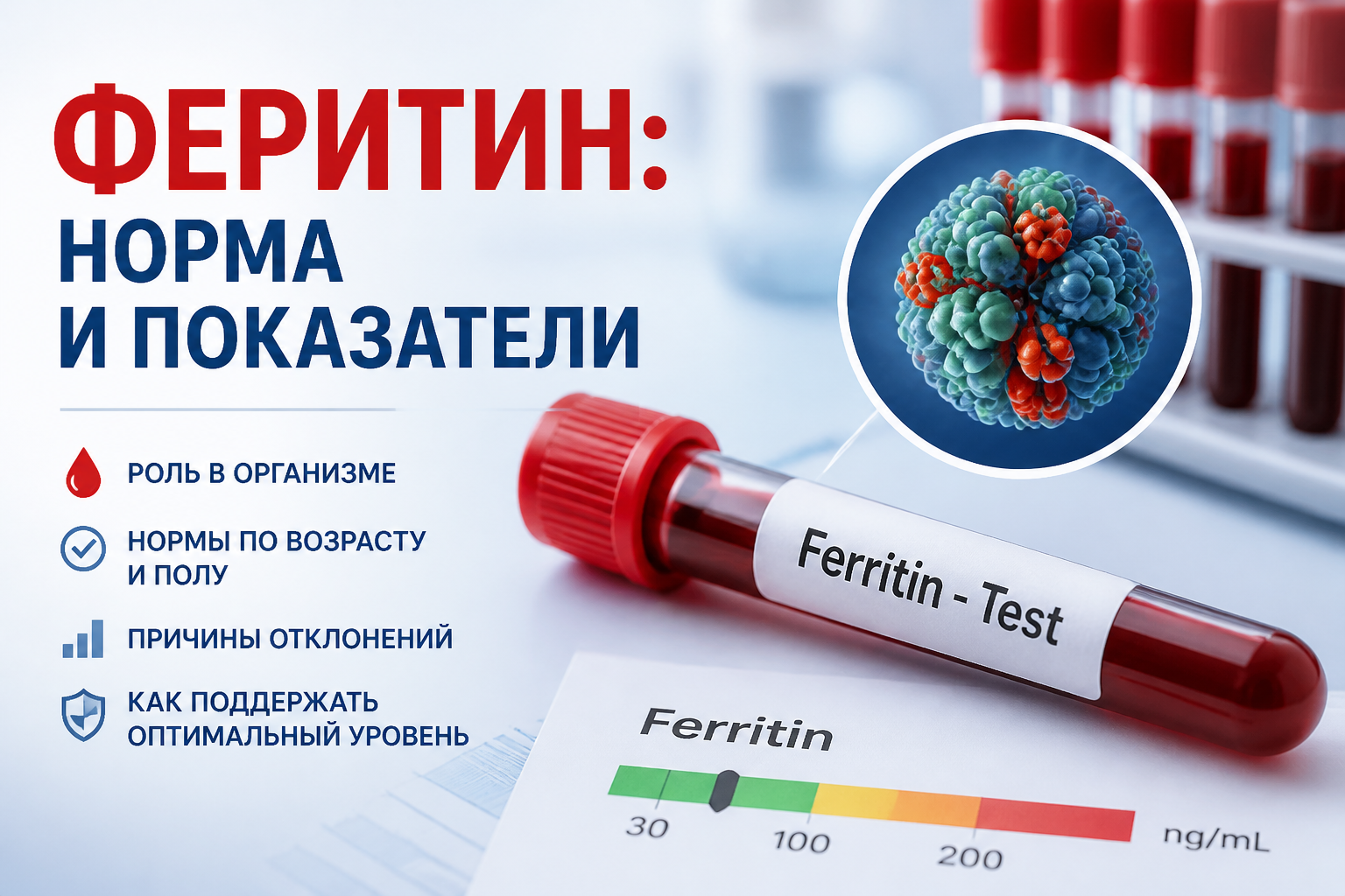 Ферритин: норма и показатели для женщин, мужчин и детей