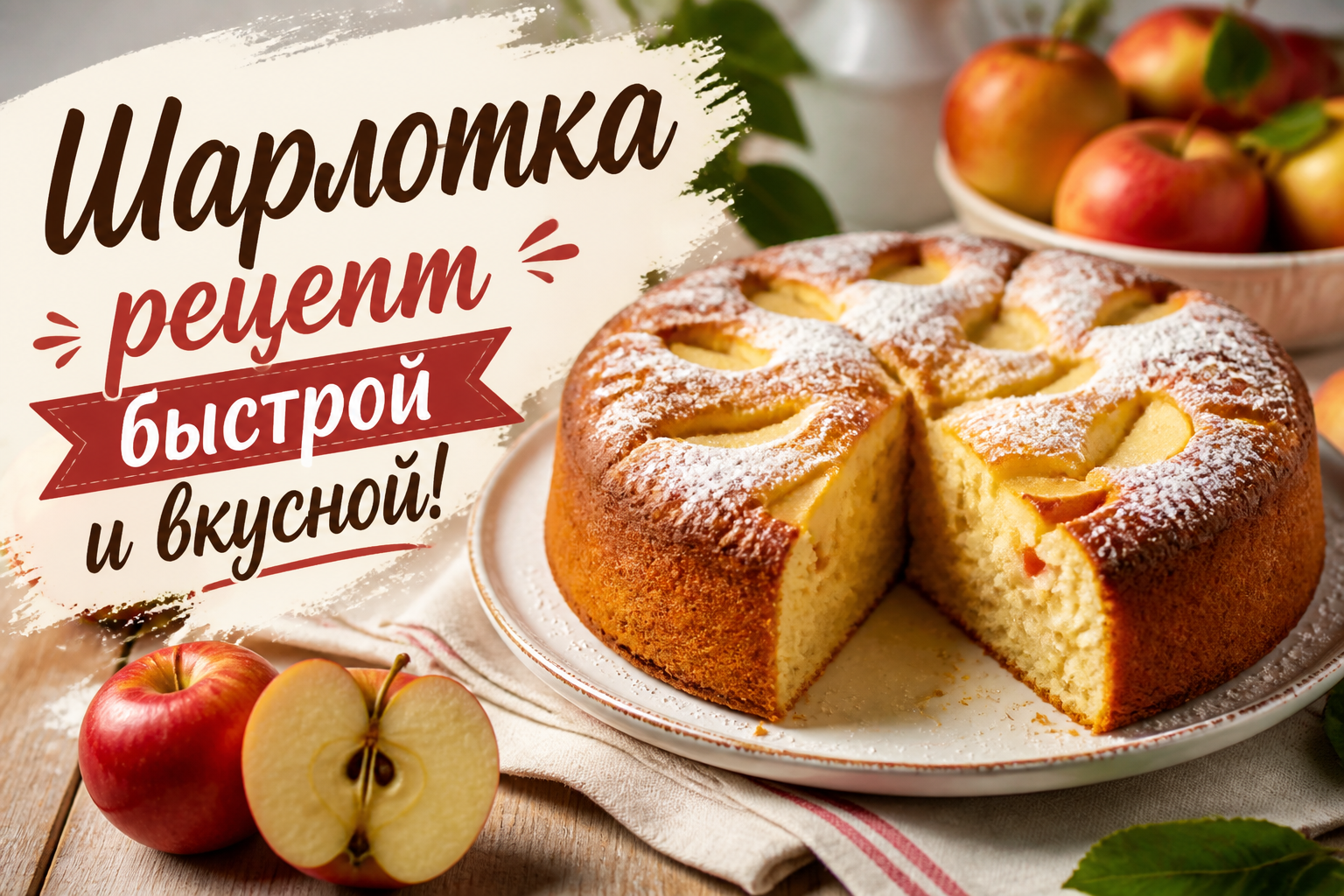 Шарлотка: рецепт быстрой и вкусной с яблоками